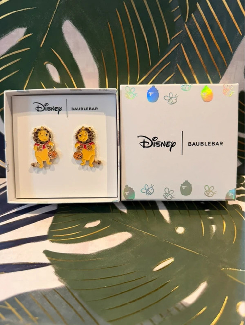 Disney BaubleBar Winnie the Pooh Halloween Earrings Pumpkin NIB